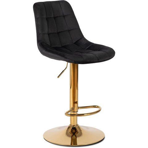 Барний стілець оксамитовий MEBEL ELITE ARCOS Velvet Чорний / золотий фотографія