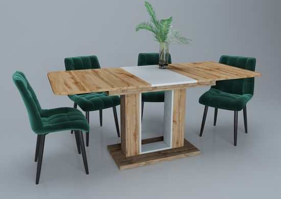 Розкладний стіл TITAN D/B Intarsio 140(180)x80 Біла аляска РЕ / Дуб Тахо фотографія