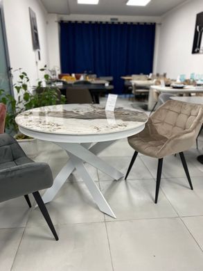 Стіл розкладний MOON PANDORA Concepto 110(140)x110 Кераміка Глянець Білий / Сірий фотографія