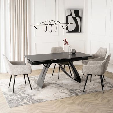 Стіл розкладний MEBEL ELITE DEVON 160(220)х90 см Чорний мармур/чорний фотографія