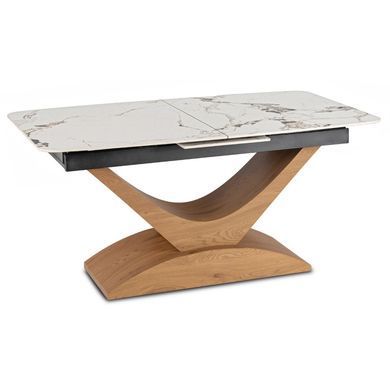 Стіл розкладний MEBEL ELITE ALICANTE 160(200)х90 см Білий мармур/Дуб фотографія