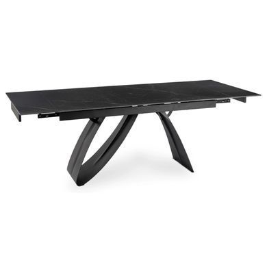 Стіл розкладний MEBEL ELITE DEVON 160(220)х90 см Чорний мармур/чорний фотографія
