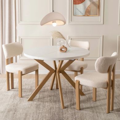 Стіл розкладний круглий MEBEL ELITE LUKAS 100(250)х100 см Білий/дерево фотографія