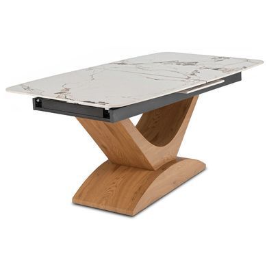 Стіл розкладний MEBEL ELITE ALICANTE 160(200)х90 см Білий мармур/Дуб фотографія