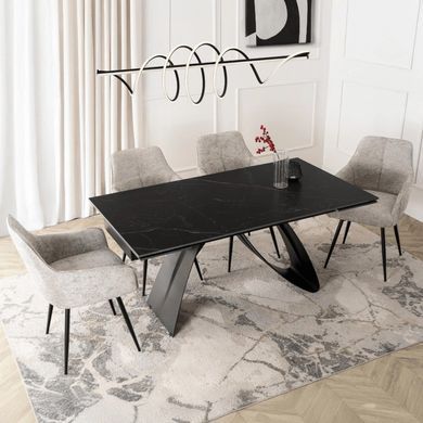 Стіл розкладний MEBEL ELITE DEVON 160(220)х90 см Чорний мармур/чорний фотографія