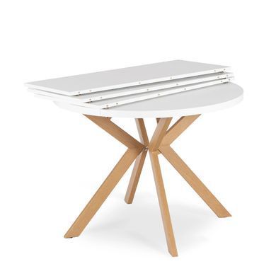 Стіл розкладний круглий MEBEL ELITE LUKAS 100(250)х100 см Білий/дерево фотографія