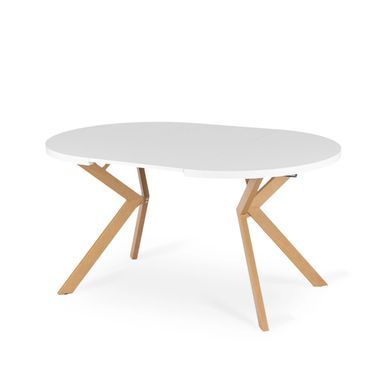 Стіл розкладний круглий MEBEL ELITE LUKAS 100(250)х100 см Білий/дерево фотографія