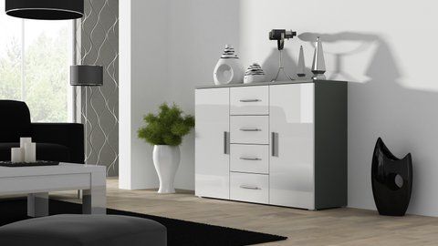 Комод UNI Cama 132 Сірий Мат / Білий Глянець фотографія