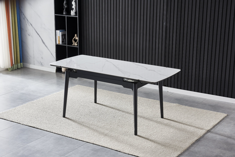 Стол раскладной BONN CERAMIC Intarsio 130(180)x80 Белый Глянец Керамика Черный фотография