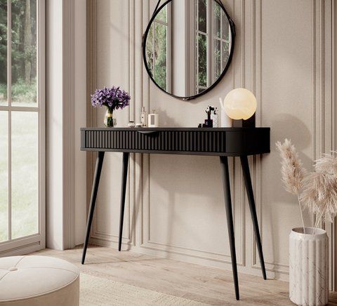 Стол туалетный Perfect Home Ланте/Lante 1S/100 с 1 ящиком и черными ножками Черный фотография