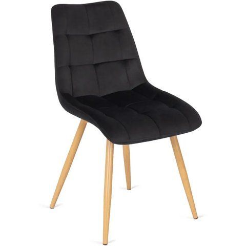 Стул бархатный MEBEL ELITE RODRI Velvet Черный / Натуральный фотография