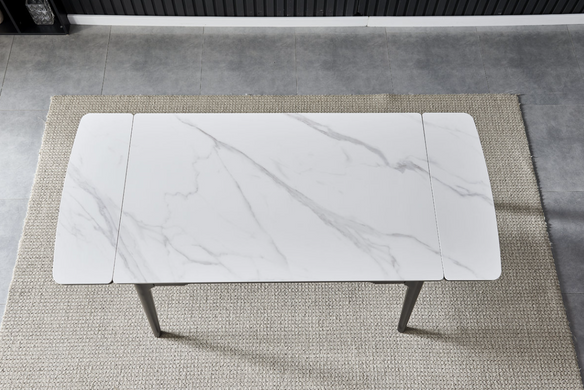 Стіл розкладний BONN CERAMIC Intarsio 130(180)x80 Білий Глянець Кераміка Чорний фотографія