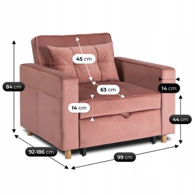 Крісло розкладне MEBEL ELITE SOLOR Velvet Рожевий фотографія