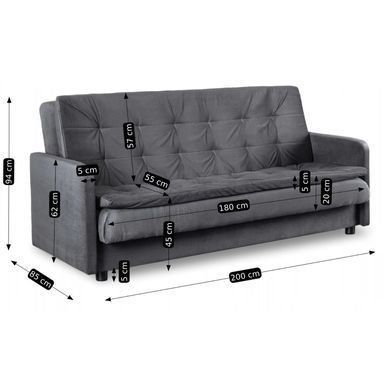 Диван раскладной MEBEL ELITE STELLA 200 см Серый фотография