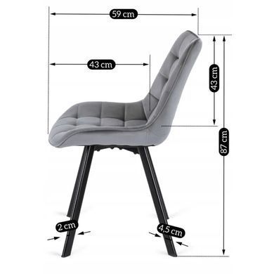 Стул бархатный MEBEL ELITE RICK Velvet Серый фотография