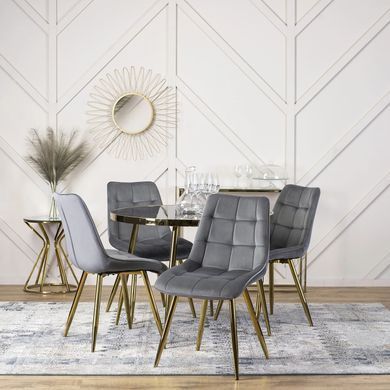 Стул бархатный MEBEL ELITE CARO Velvet Серый фотография