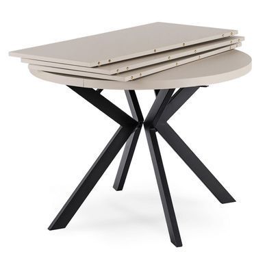 Стіл розкладний круглий MEBEL ELITE LUKAS 100(250)х100 см Кашемір/чорний фотографія