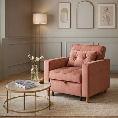 Крісло розкладне MEBEL ELITE SOLOR Velvet Рожевий фотографія