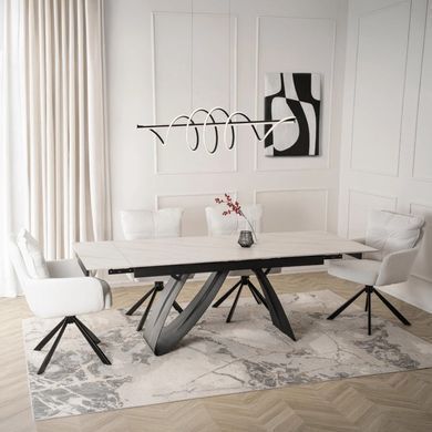 Стіл розкладний MEBEL ELITE DEVON 160(220)х90 см Білий мармур/чорний фотографія