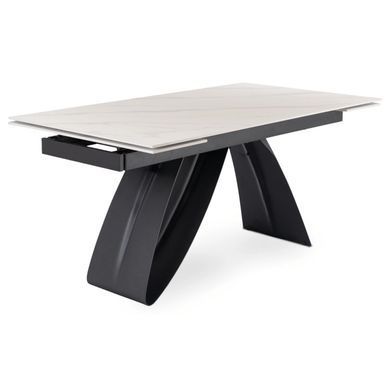 Стіл розкладний MEBEL ELITE DEVON 160(220)х90 см Білий мармур/чорний фотографія