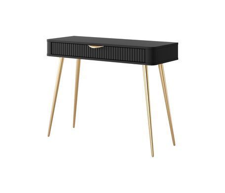 Стіл туалетний Perfect Home Ланте / Lante 1S/100 з 1 шухлядою і золотими ніжками Чорний фотографія