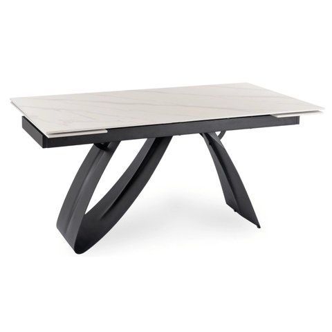 Стол раскладной MEBEL ELITE DEVON 160(220)х90 см Белый мрамор/черный фотография