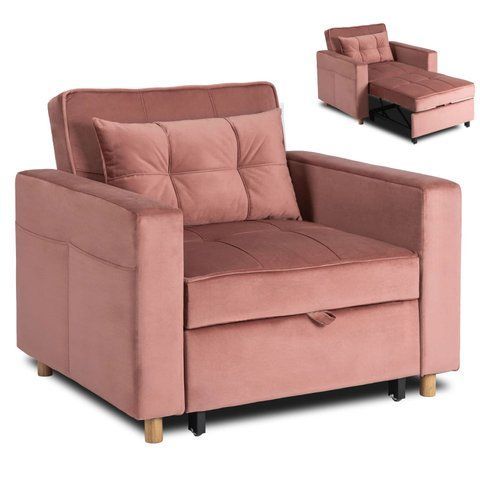 Кресло раскладное MEBEL ELITE SOLOR Velvet Розовый фотография