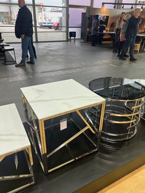 Журнальний столик ESCADA B II Signal 55x55 Білий Ефект Мармуру / Хром фотографія