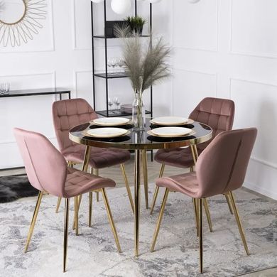 Стілець оксамитовий MEBEL ELITE LUCKY Velvet Рожевий / Золотий фотографія
