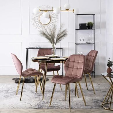 Стілець оксамитовий MEBEL ELITE LUCKY Velvet Рожевий / Золотий фотографія