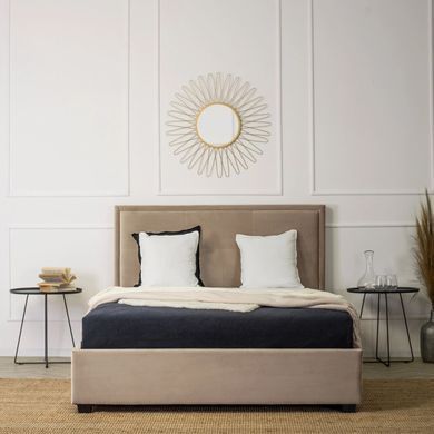 Ліжко двоспальне оксамитове MEBEL ELITE ANDRE Velvet 140x200 см Беж фотографія