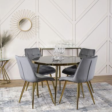 Стол круглый TINGA MEBEL ELITE 100X100 Черный/Золото фотография