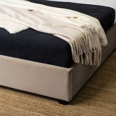 Ліжко двоспальне оксамитове MEBEL ELITE ANDRE Velvet 140x200 см Беж фотографія