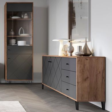 Комод MEBEL ELITE BACARDI 183 Дуб артизан / Графіт фотографія