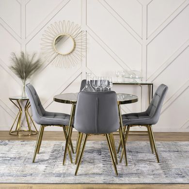 Стол круглый TINGA MEBEL ELITE 100X100 Черный/Золото фотография