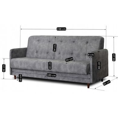 Диван розкладний MEBEL ELITE TIVOLI 198 см Сірий фотографія