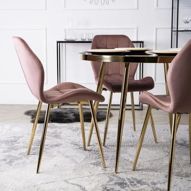 Стілець оксамитовий MEBEL ELITE LUCKY Velvet Рожевий / Золотий фотографія