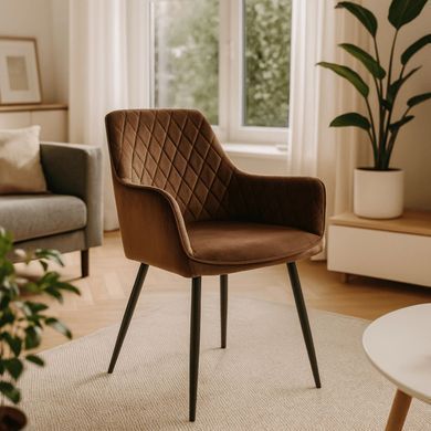 Стілець оксамитовий MEBEL ELITE BRESSO Velvet Коричневий фотографія