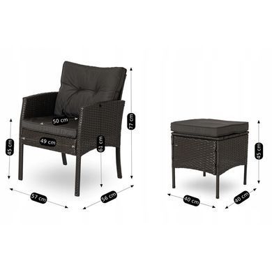 Комплект садовой мебели MEBEL ELITE ATLANTA Черный