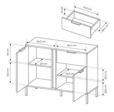 Комод Perfect Home Ларс / Lars 2-дверний з 1 шухлядою 2DS/104 Антрацит фотографія