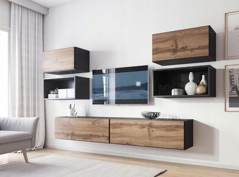 Стенка ROCO 3 Cama Антрацит / Дуб Вотан фотография