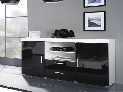 Комод SAMBA Cama 164/45 Белый Мат / Черный Глянец фотография