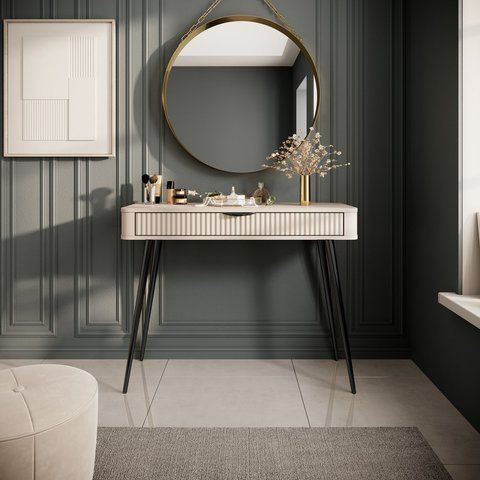 Стол туалетный Perfect Home Ланте/Lante 1S/100 с 1 ящиком и черными ножками Беж фотография