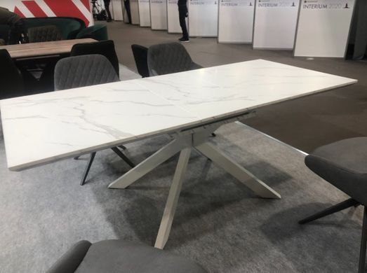 Стіл розкладний TML-630 VETRO 160(200)x90 Білий Мармур фотографія
