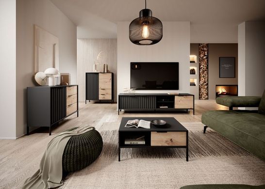 Стол журнальный Perfect Home Рейв / Rave 97 Черный/дуб артизан фотография