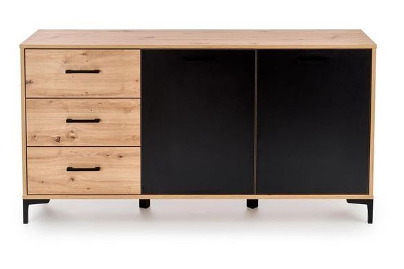 Комод RAVEN KM-1&nbsp;Halmar 160x40 Дуб Артизан Черный фотография