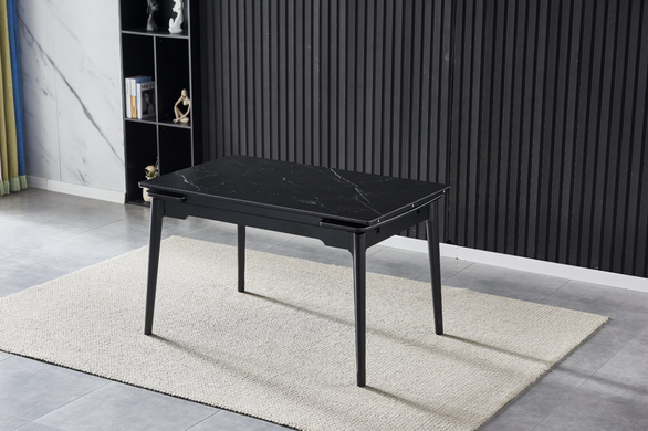 Стіл розкладний BONN CERAMIC Intarsio 130(180)x80 Чорний Мат Кераміка Чорний фотографія