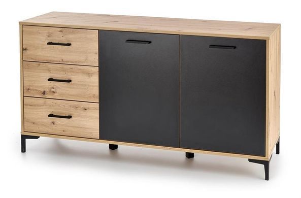 Комод RAVEN KM-1&nbsp;Halmar 160x40 Дуб Артизан Черный фотография