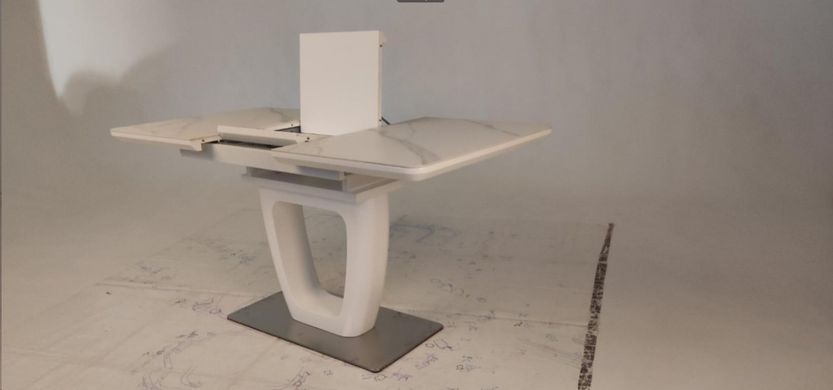 Стіл розкладний TML-860-1 Vetro 110(150)x75 Білий Мармур фотографія