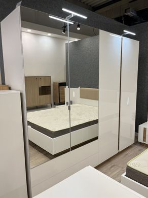 Шафа для одягу Perfect Home Арко / Arco 4-дверна з дзеркалом 4D2S/220 Білий глянець/дуб грандсон фотографія